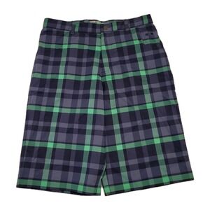 Nike Shorts Men's XL Purple Green Plaid Print Golf Athletic Dri Fit Pockets